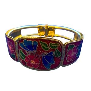 Vintage Cloisonné  Hinge Bracelet